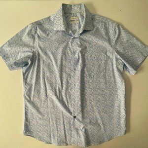 Calvin Klein - Blue Floral Print - Short Sleeve Button Down - XL